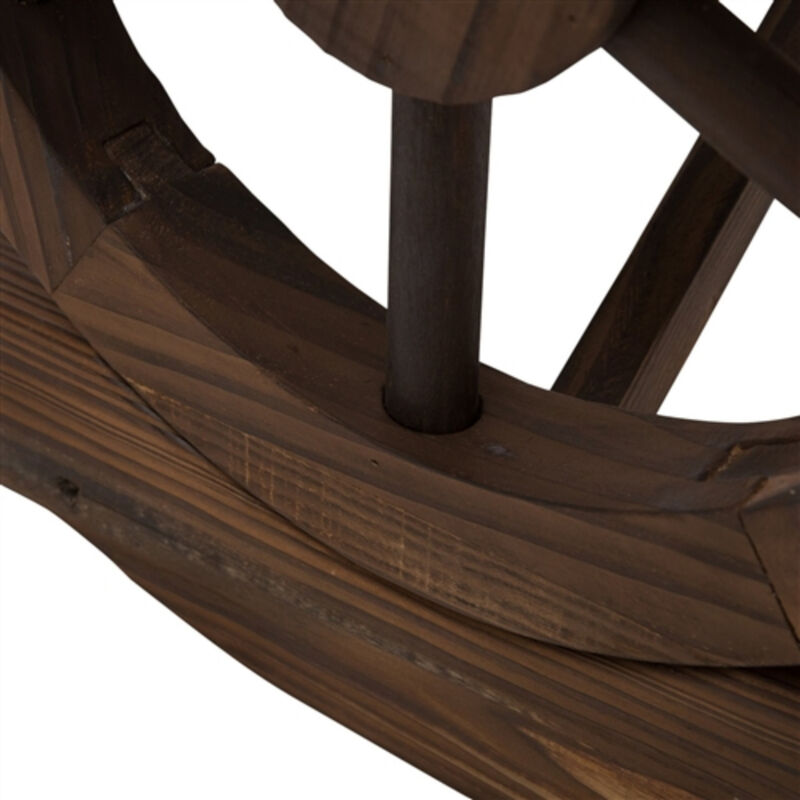 FarmHome Rustic Fir Wood Wheel Outdoor Garden Bench