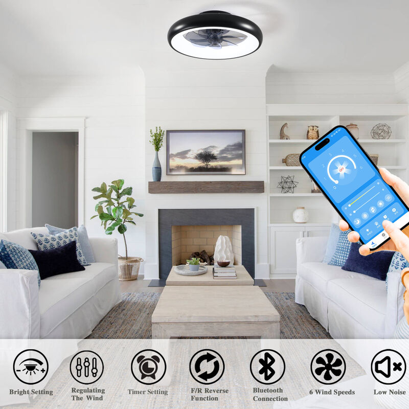 ELEMENT ACE 19 Inch Indoor Ceiling Fan with Integrated LED Light, Reversible DC Motor, Remote & App Control, Dimmable Lighting, 7 ABS Blades, Quiet Operation for Bedroom Kitchen Home Office Nursery image number 6