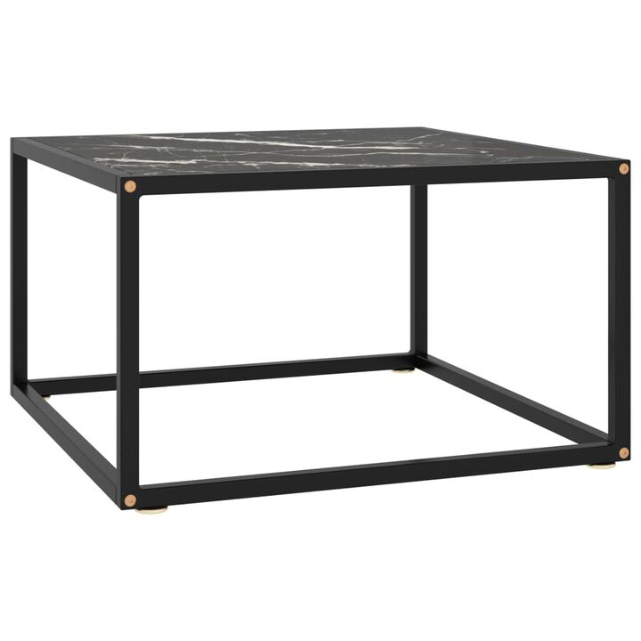 vidaXL Coffee Table Black with Black Marble Glass 23.6x23.6x13.8