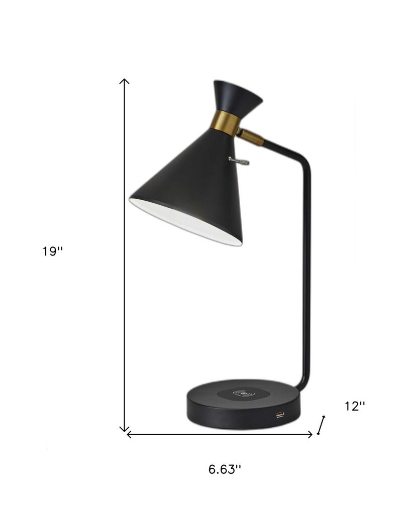 HomeRoots Asymmetrical Diabolo Black Metal Desk Lamp image number 3