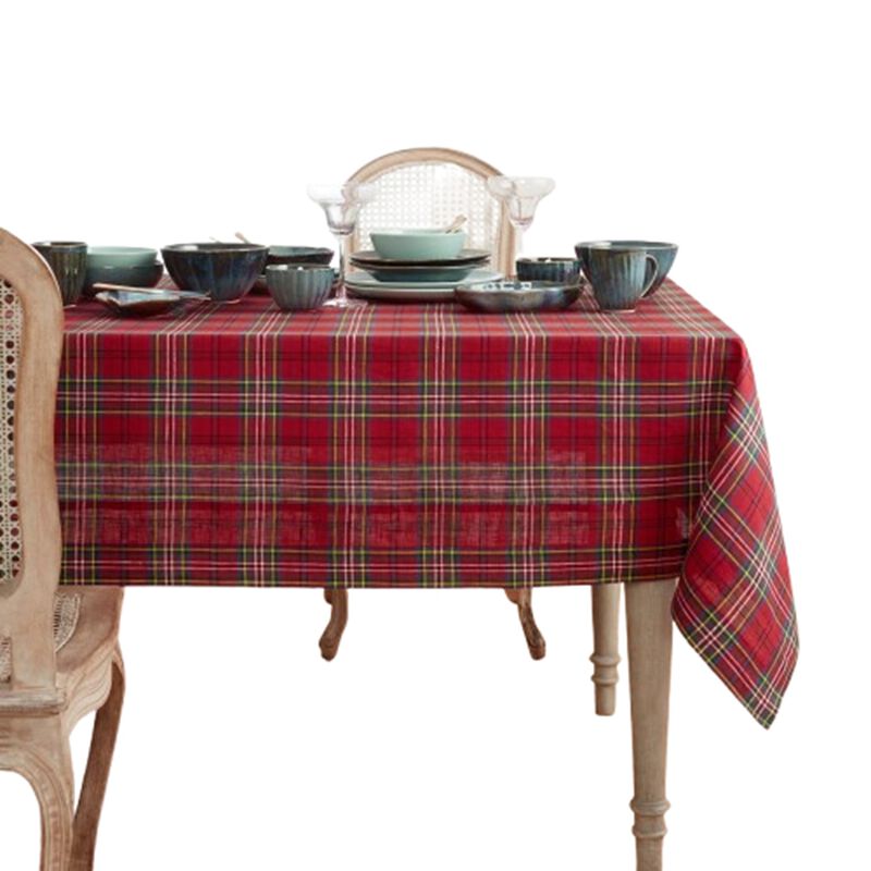Solino Home 100% Pure Linen Tablecloth - Classic Tartan Plaid