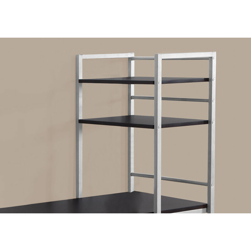 Monarch Specialties I 7166 Computer Desk, Home Office, Laptop, Storage Shelves, 48"L, Work, Metal, Laminate, Brown, Grey, Contemporary, Modern