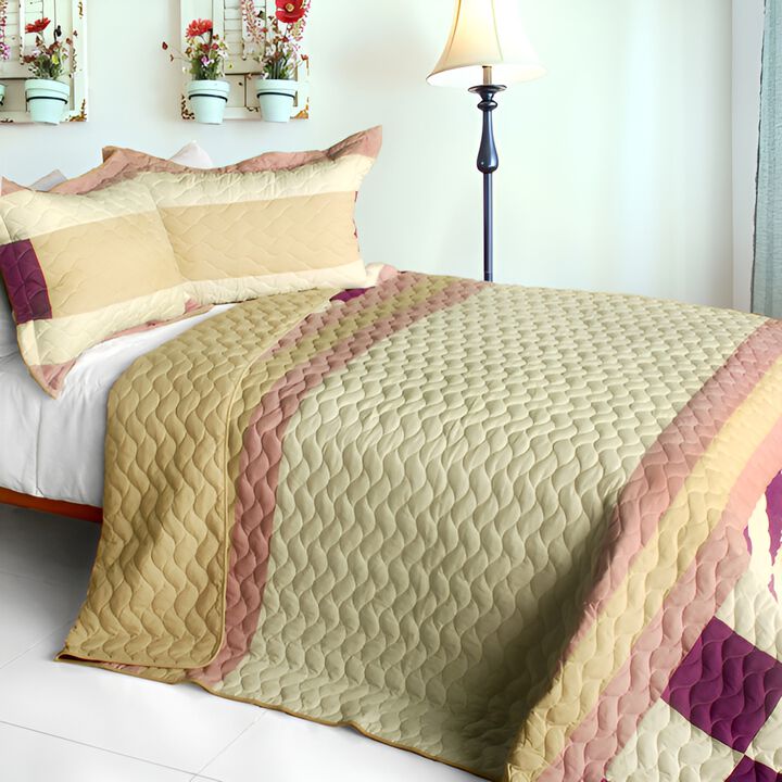 Full Queen Angels Walk on Through 3 Piece Patchwork Quilt Bedding Set