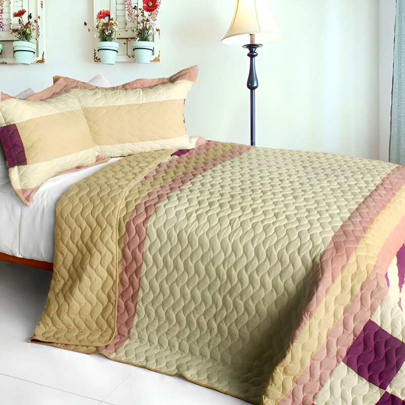 Full Queen Angels Walk on Through 3 Piece Patchwork Quilt Bedding Set image number 0