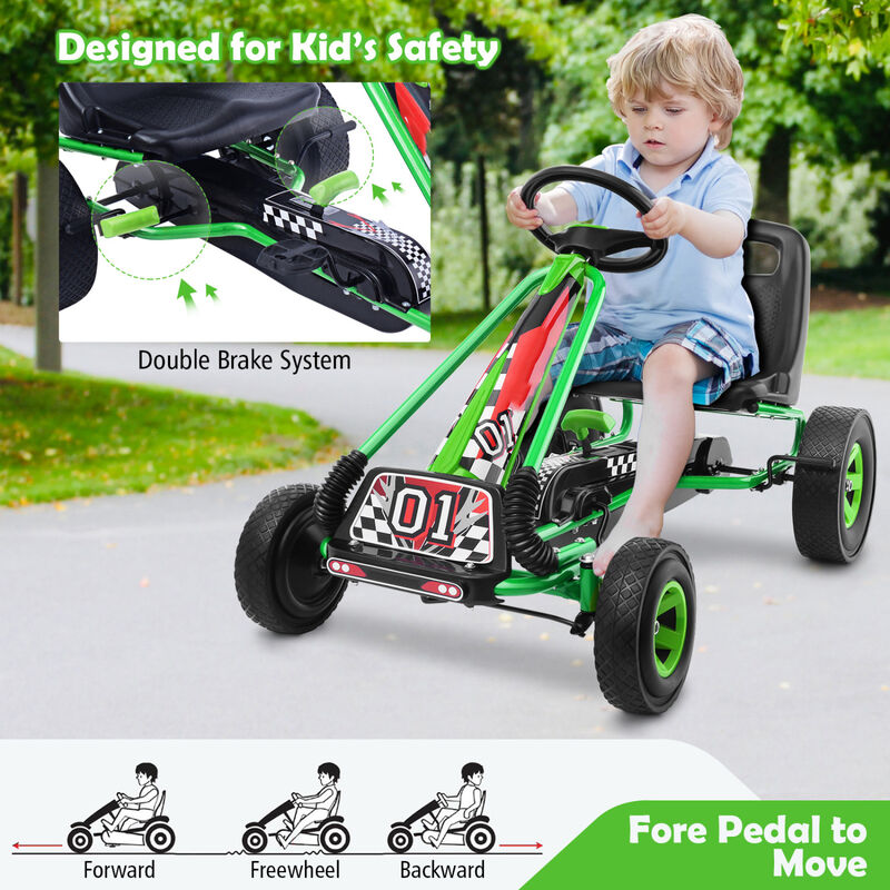4-Wheel Kids Pedal Go-Kart Ride-On Racer Car for Outdoor Play image number 7