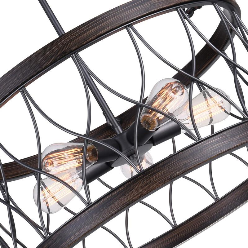 CWI Lighting Amazon 5 Light Drum Shade Chandelier With Gun Metal Finish