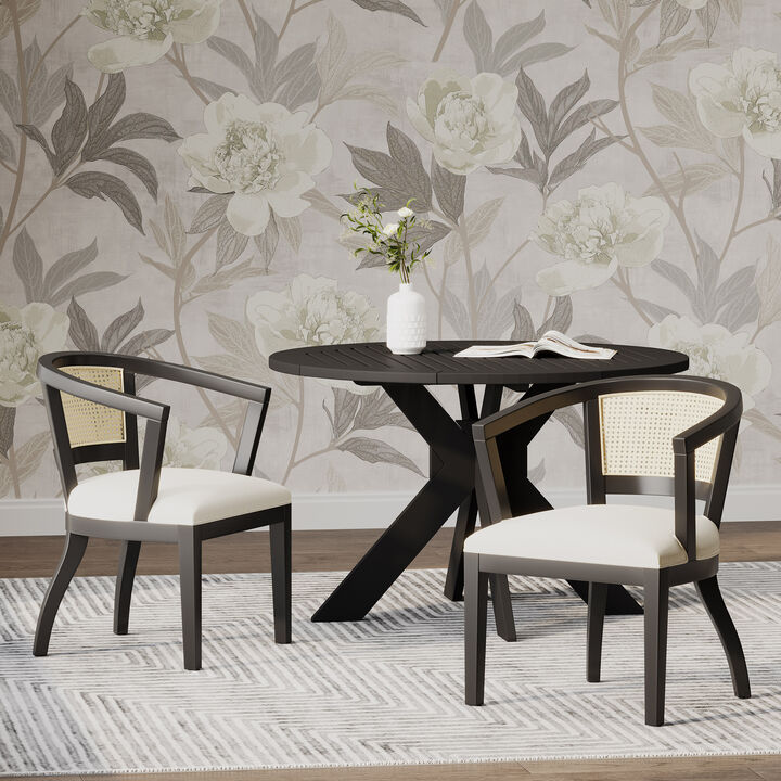 Christopher Knight Home Willow Traditional Upholstered Rubberwood and Cane Dining Chairs (Set of 2)