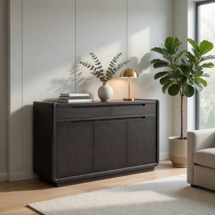 Lina Sideboard Server Console, 3 Doors, 2 Drawers, 64 Inch Burnished Black