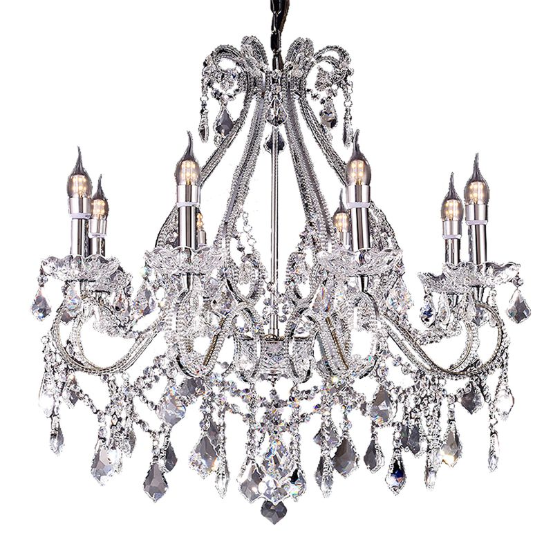 Hivvago Candle Style Empire Eight Light Transparent Glass Led Ceiling Light