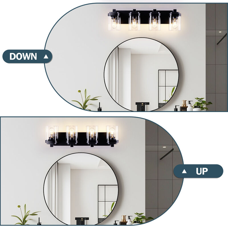 24.1 in. 4-Light Black Wall Sconce with Glass Shade image number 2