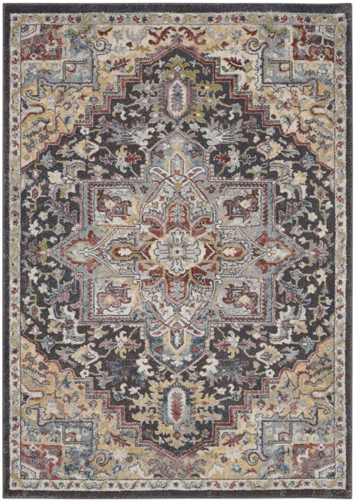 HomeRoots Floral Medallion Distressed Area Rug