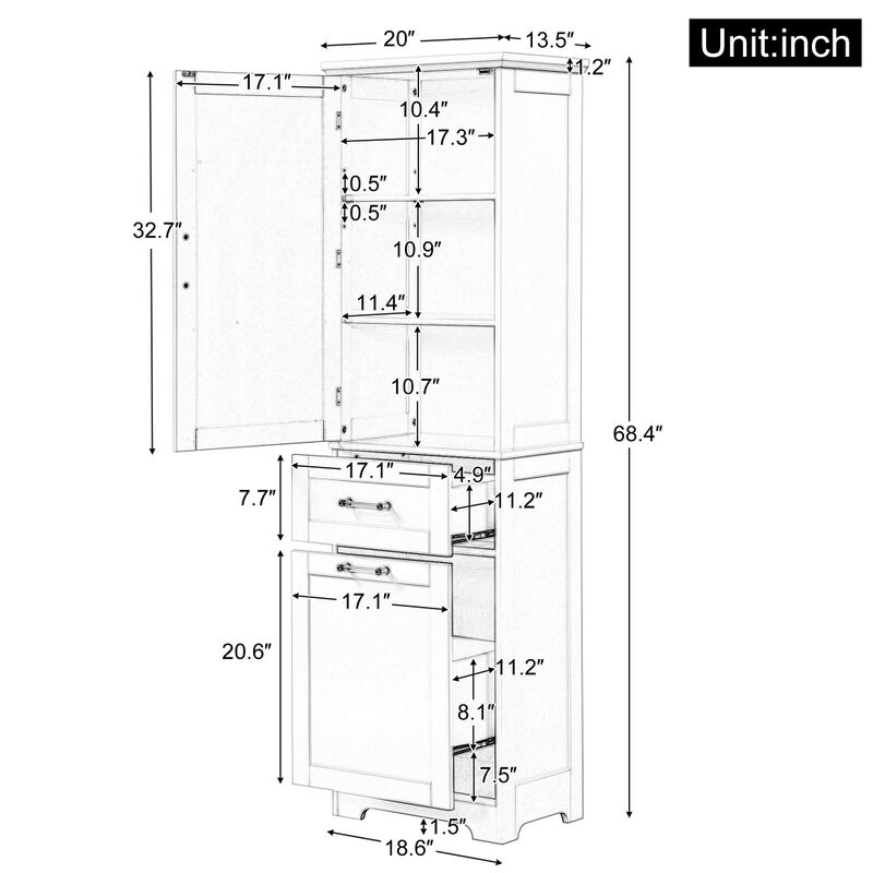 Tulklu Tall Bathroom Storage Cabinet image number 9
