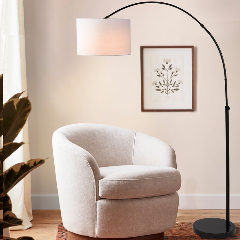 Collier Industrial Vintage Head-and-Height-Adjustable Iron LED Arc Floor Lamp with Smart Bulb