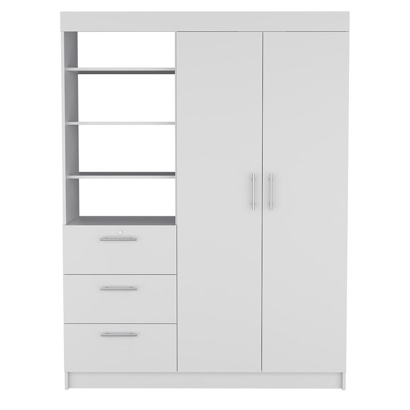 Streamdale Kenya 3 Drawers Armoire, Double Door, 3-Tier Shelf