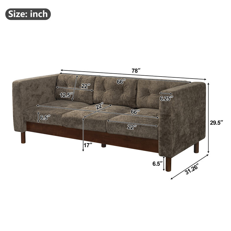 Jubpaf 78" Modern 3 Seater Sofa Chenille image number 3