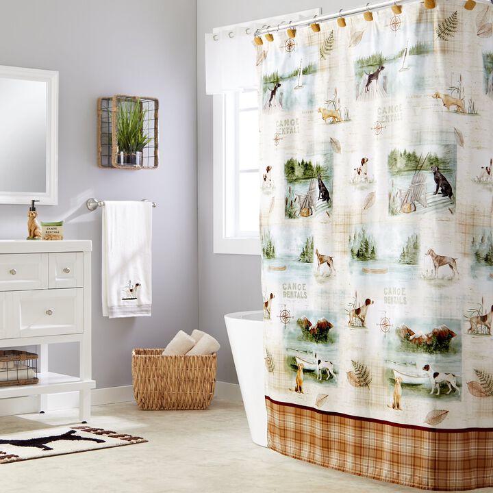 Saturday Knight Ltd Adirondack Dogs Nature Life Fabric Bath Shower Curtain - 70x72", Multi