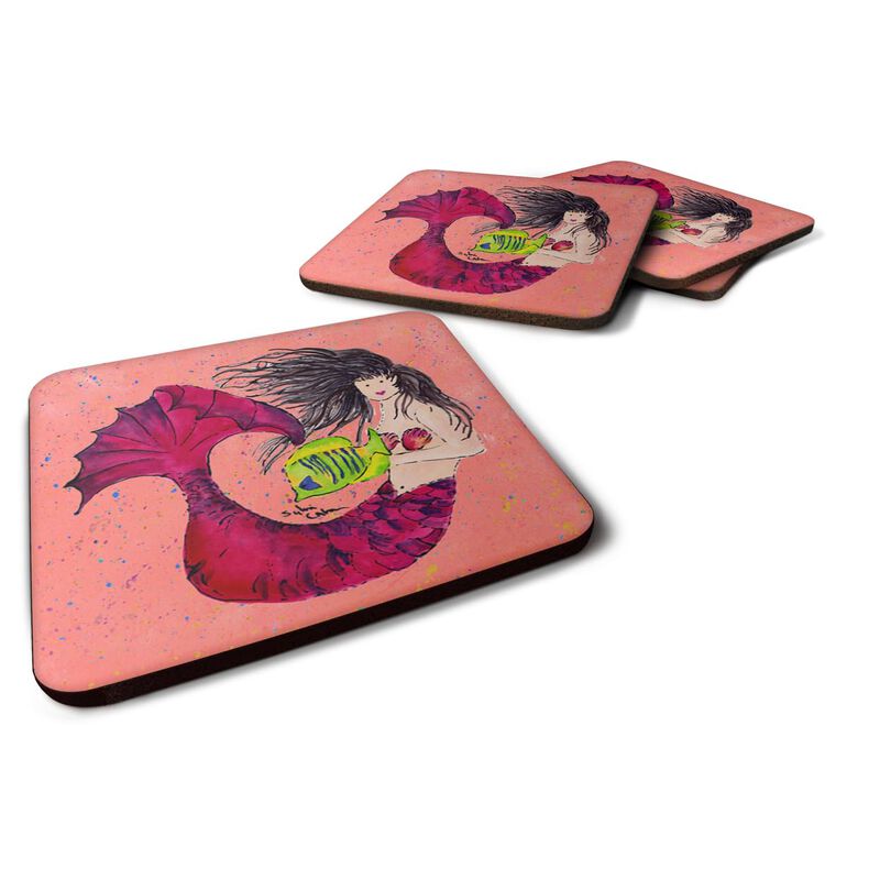 Caroline's Treasures 8338FC Mermaid Foam Coasters (Set of 4), 3.5 H x 3.5 W, Multicolor