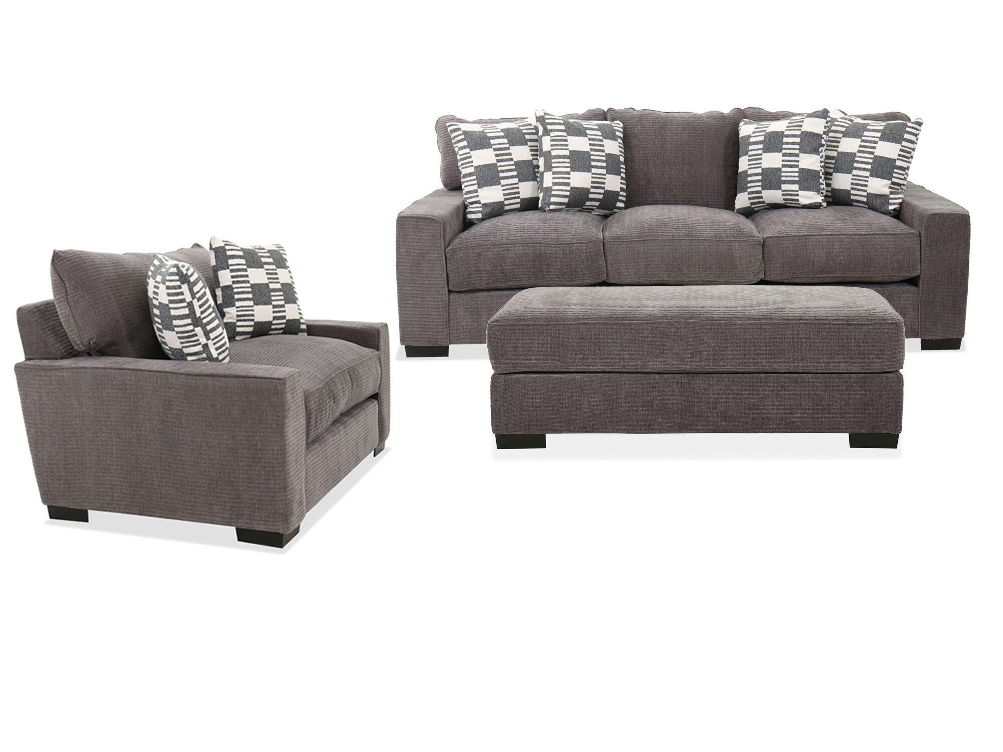 Troy 3 Piece Sofa & Chair Living Set with Ottoman | Mathis Home