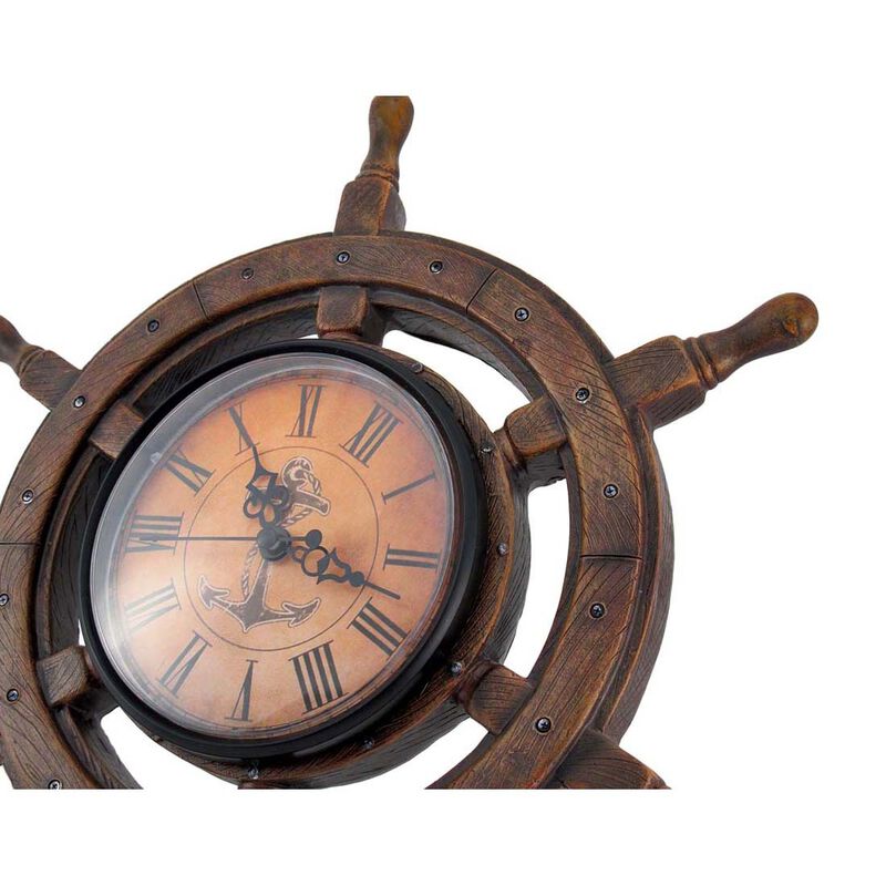 Master Of Destiny Ships Wheel Nautical Wall Clock 115 Inch image number 2