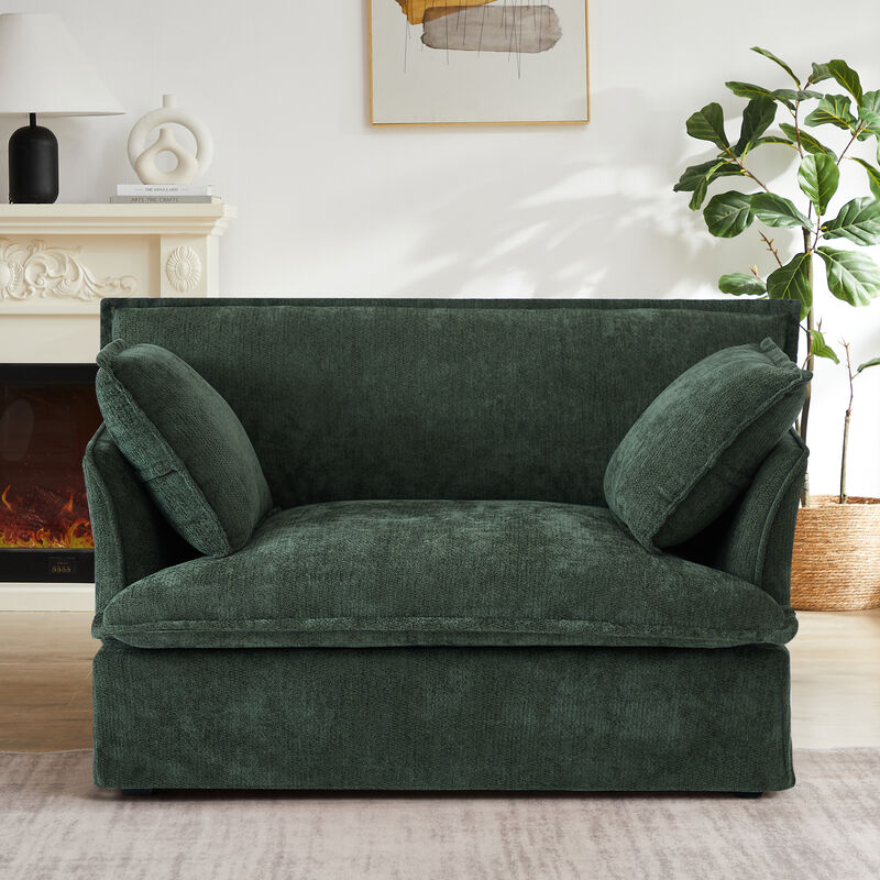 Merax Modern Chenille Upholstered Armchair with Integrated Charging Ports image number 2
