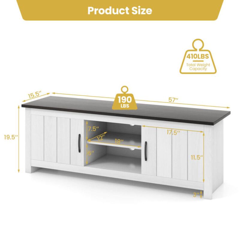 Hivvago TV Stand with 2 Cabinets and Open Shelves for TVs up to 65 Inch