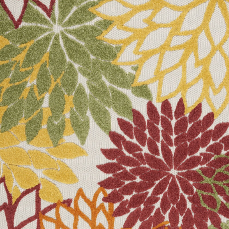HomeRoots 6' X 9' Red Yellow Green Orange And Ivory Floral Indoor Outdoor Area Rug image number 5
