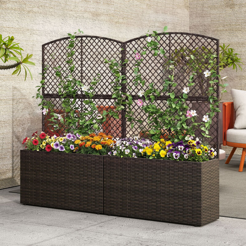 2 Pack Raised Planter Boxes with Trellis for Garden Backyard Patio and Balcony image number 1