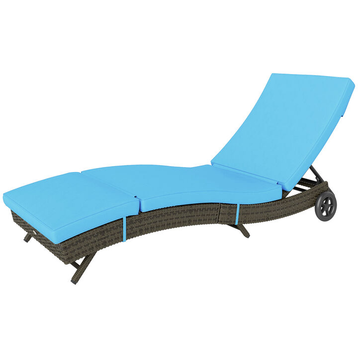 Hivvago PE Rattan Chaise Lounge Chair for Outdoor Patio