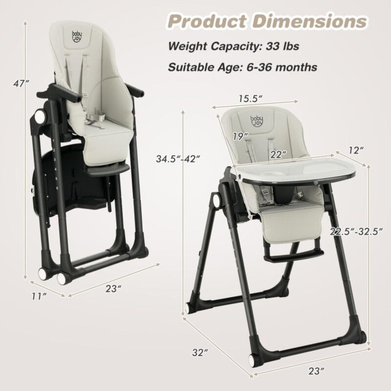 Hivvago 4-in-1 Baby High Chair with 6 Adjustable Heights