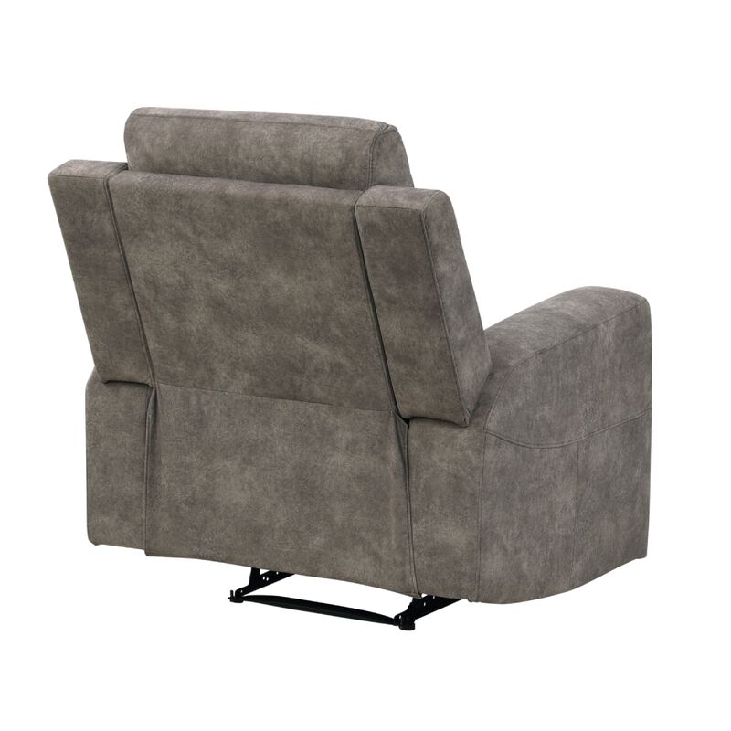 Diti Manual Pull Tab Reclining Chair, Brown Stain Resistant Microfiber image number 3