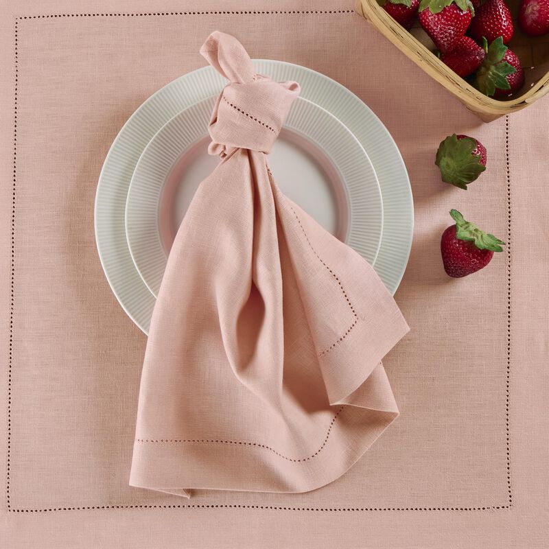 Solino Home 100% Pure Linen Dinner Napkins Set of 4 - Medium Weight Hemstitch