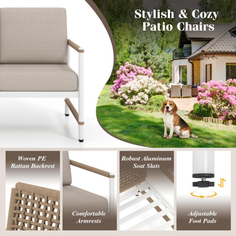 Hivvago 4 Pieces Patio Furniture Set with Thick Cushions and a Coffee Table