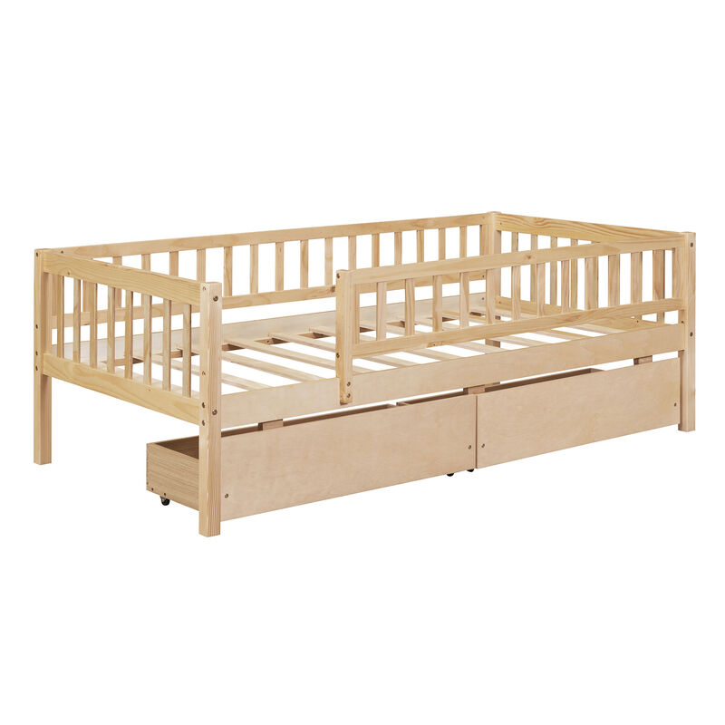 Whisen Twin Size Daybed Wood Bed with Two Drawers image number 7