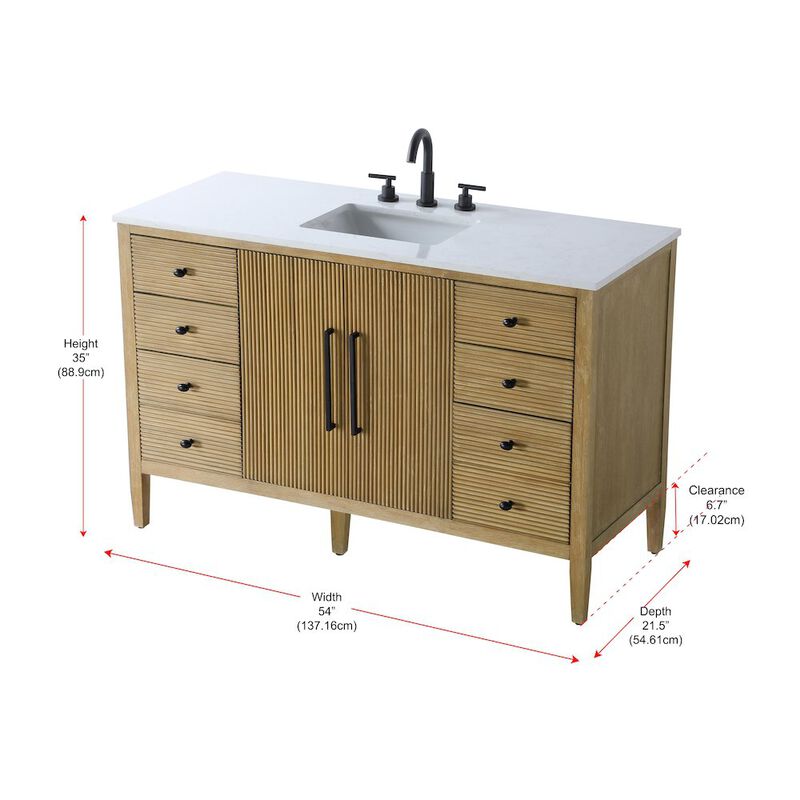 Elegant Kitchen and Bath 54 inch Single Bathroom Vanity in Linen Oak