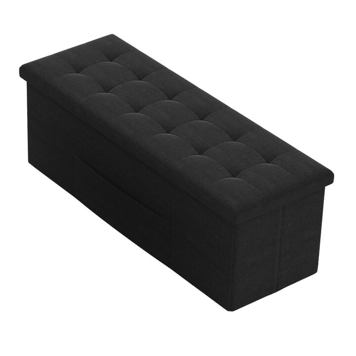 43 Inch Folding Ottoman Bench with Storage and Padded Seat