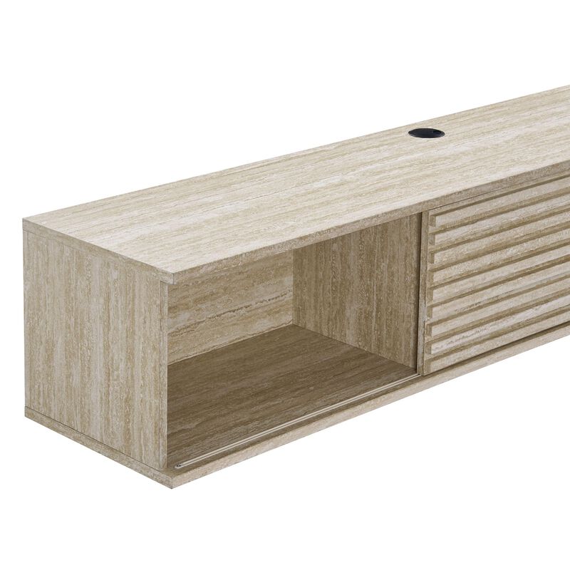 Modway Render Faux Travertine 71 Inch Floating TV Stand in Travertine image number 8