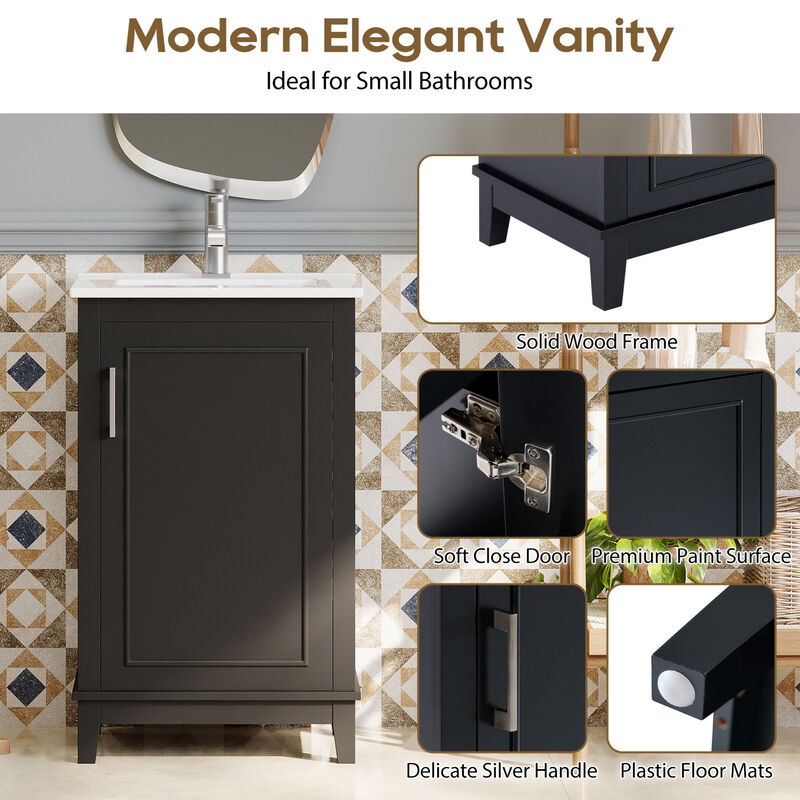 ELEMENT ACE Modern Compact Bathroom Vanity Cabinet with Ceramic Basin and Ample Storage Space image number 5