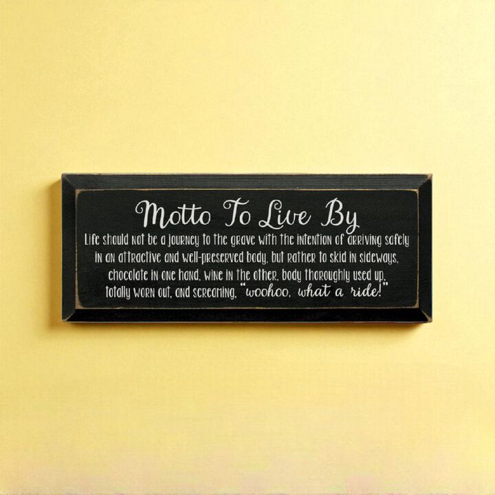 Rustic Wooden Sign Motto to Live By Chocolate and Wine Kitchen Decor