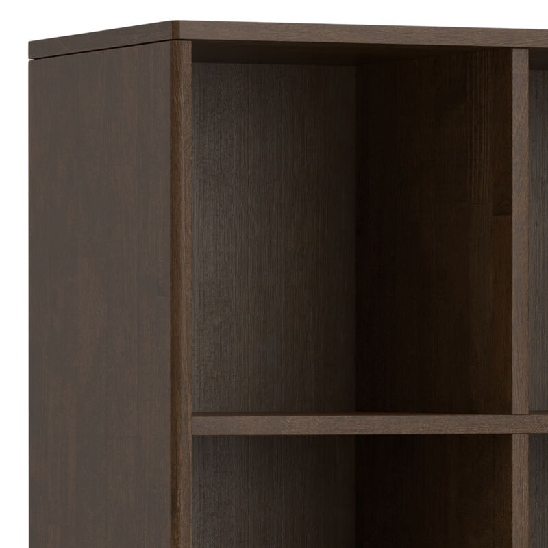 Harper SOLID HARDWOOD 52 inch x 42 inch Mid Century Modern 9 Cube Storage in Walnut Brown