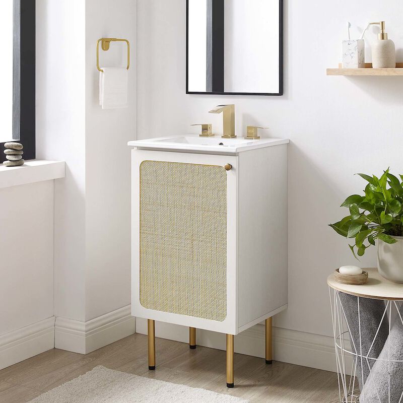 Modway EEI-6600-WHI Chaucer 18" Bathroom Vanity Cabinet (Sink Basin Not Included), White image number 9