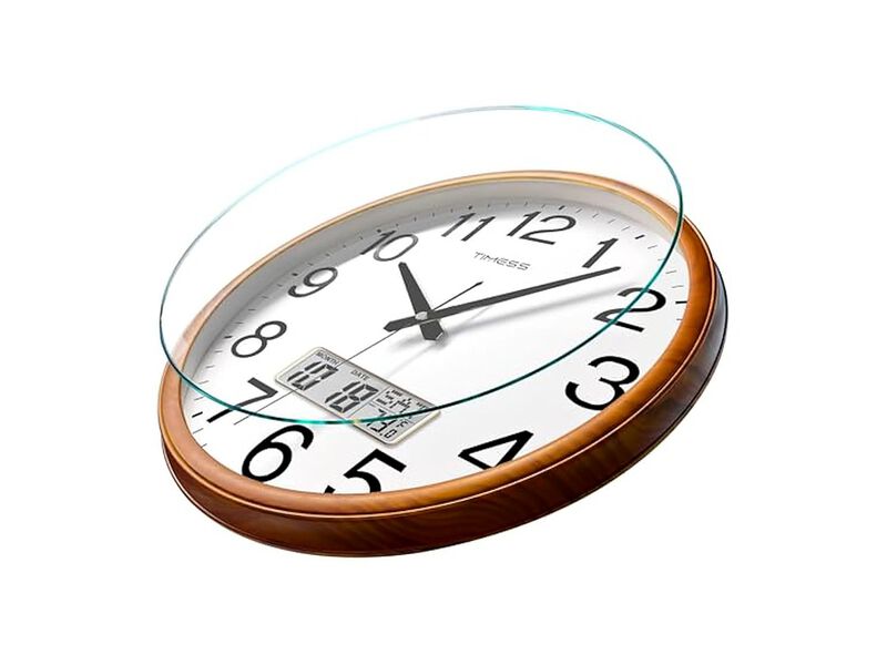 Classic Wood Style Finish Perpetual Wall Clock 11 Inch Silent Non Ticking Yellow image number 2