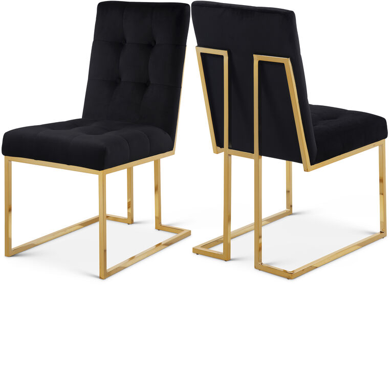 Meridian Furniture Pierre Black Velvet Dining Chair, Set of 2