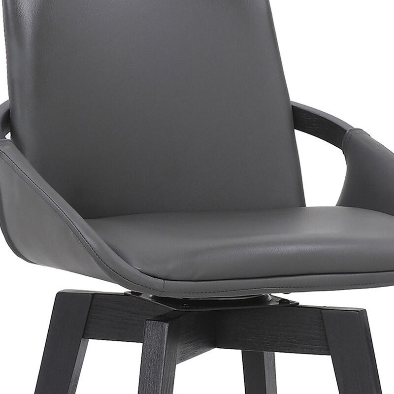 Hivvago 27 Inch Gray and Black Faux Leather Low Back Bar Height Swivel Bar Chair