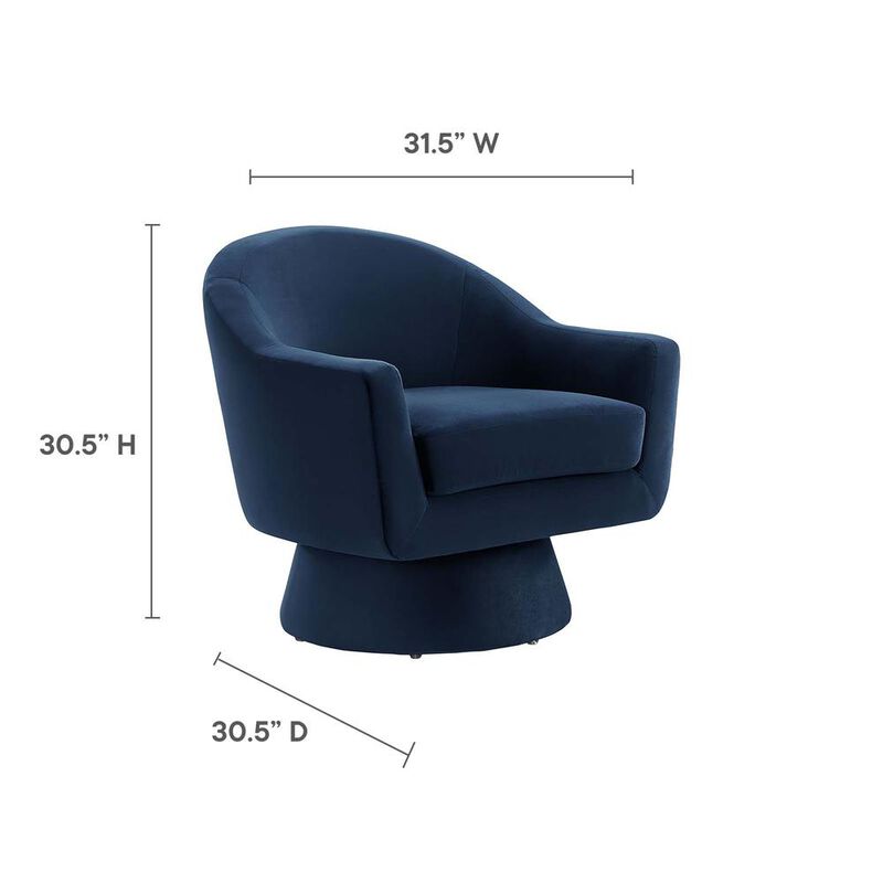 Astral Performance Velvet Fabric and Wood Swivel Chair image number 5