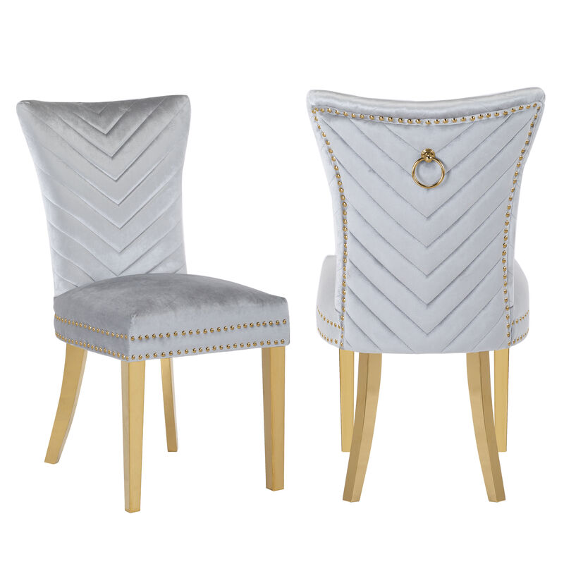 Eva 2 Piece Dining Chairs Finished with Velvet Fabric