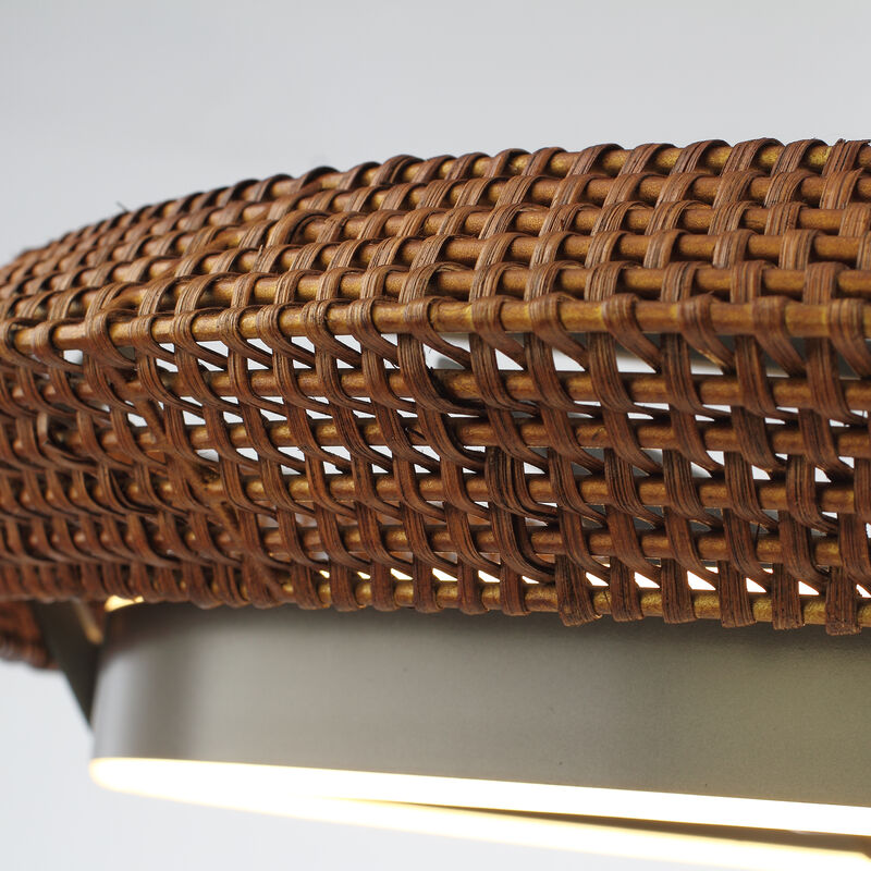 33.1" Farmhouse Graphite Silver Rattan Caged Dimmable Ceiling Fan with Light and Remote