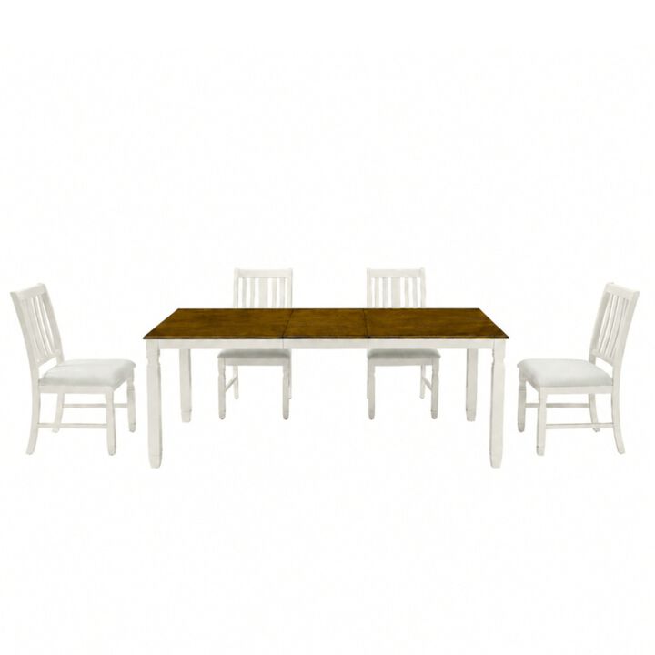 Jedtet Farmhouse 5‑Piece Extendable Dining Table Set