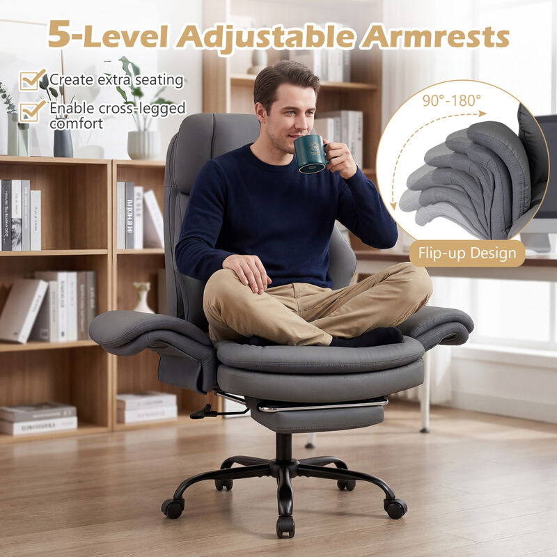 Ergonomic Cross Legged Office Chair Big and Tall with Retractable Footrest image number 5