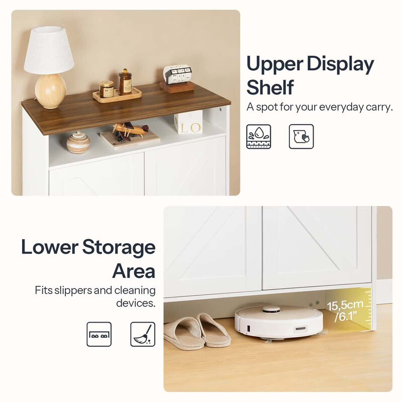 Farmhouse Shoe Storage Cabinet with Hidden Space and Adjustable Shelf-White image number 4