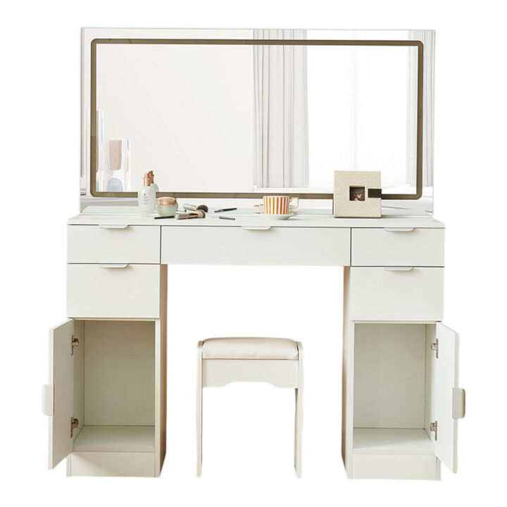 Dressing Table Set with LED Mirror and 3 Lighting Modes for Perfect Makeup